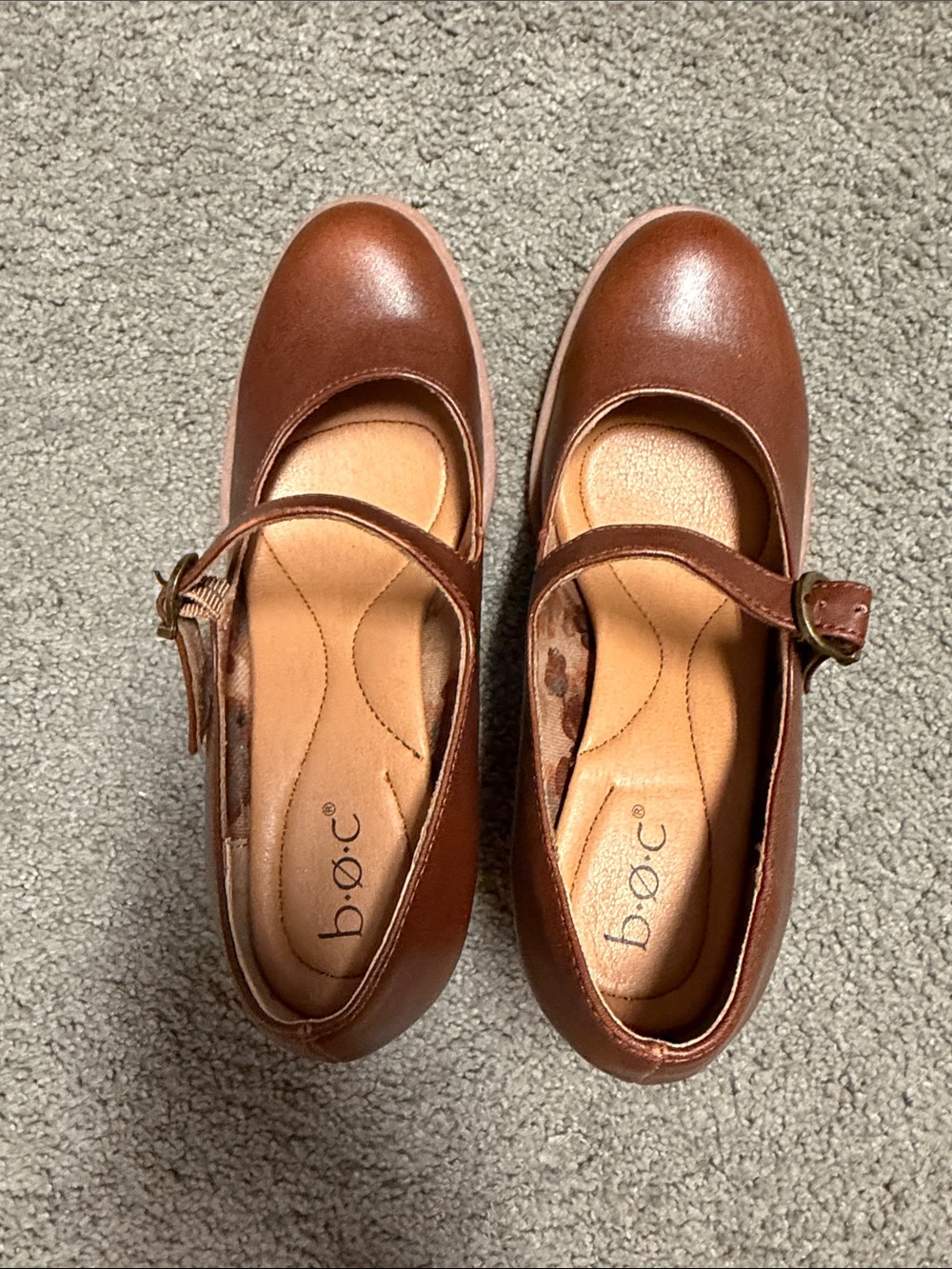 b.o.c. Brown Mary Jane Leather Heels with Buckle Strap - Picture 3 of 3